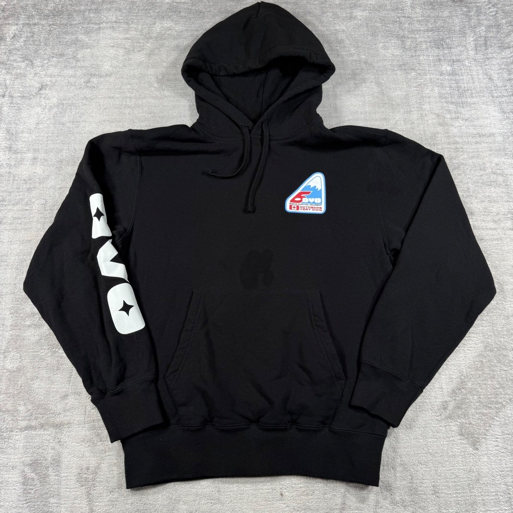 OVO Hoodie Mens Small Black Winter Survival Equipment Graphic Sweatshirt Drake